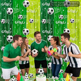 6 Pack Soccer Party Backdrop Decoration 3.3x6.6 ft Green Soccer Foil Fringe Curtains Tinsel Streamers Photo Props Background for Sports Theme Birthday Parties Decor Game Day Worlds Supplies