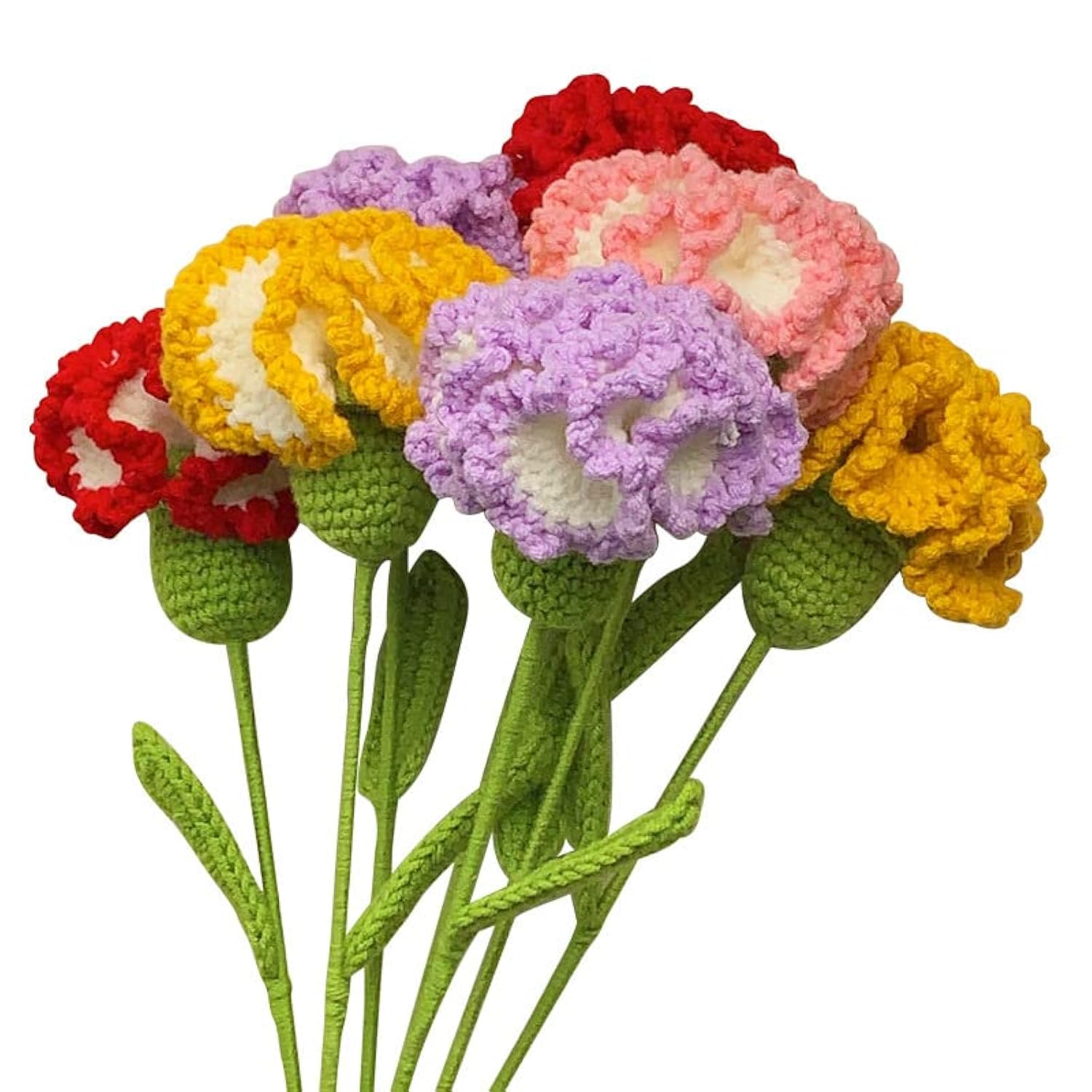 Crochet Flowers,1 Pcs Knitted Artificial Wool Carnation For Wedding Bouquet Birthday Party Anniversary (Purple)