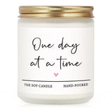 Get Well Gifts For Women Men, Thinking Of You Gift-One Day At A Time Lavender Scented Candle 7Oz, Inspirational Breast Cancer Care Present, Encouragement Sympathy Bereavement Christmas Gift