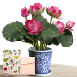 2 Bouquets Artificial Lotus Flowers, Real-Touch Water Lily Simulation Tabletop Flower For Party, Home Office Arrangements Indoor Outdoor Decoration