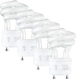 GU24 CFL Light Bulbs 4 Pack 13W 2700K Warm White 900 Lumens T2 Spiral Twist Lock UL Approved