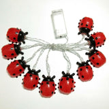 Ladybugs Fairy String Lights? 10 Plastic Red Leds 5.5Ft Copper Wire Battery Powered Best Decoration Lights For Christmas
