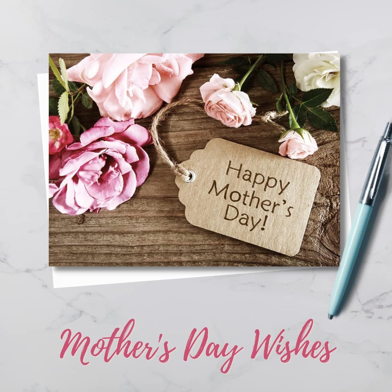 25 Mother'S Day Cards - Beautiful Rose Design - 26 White Envelopes - Fsc Mix