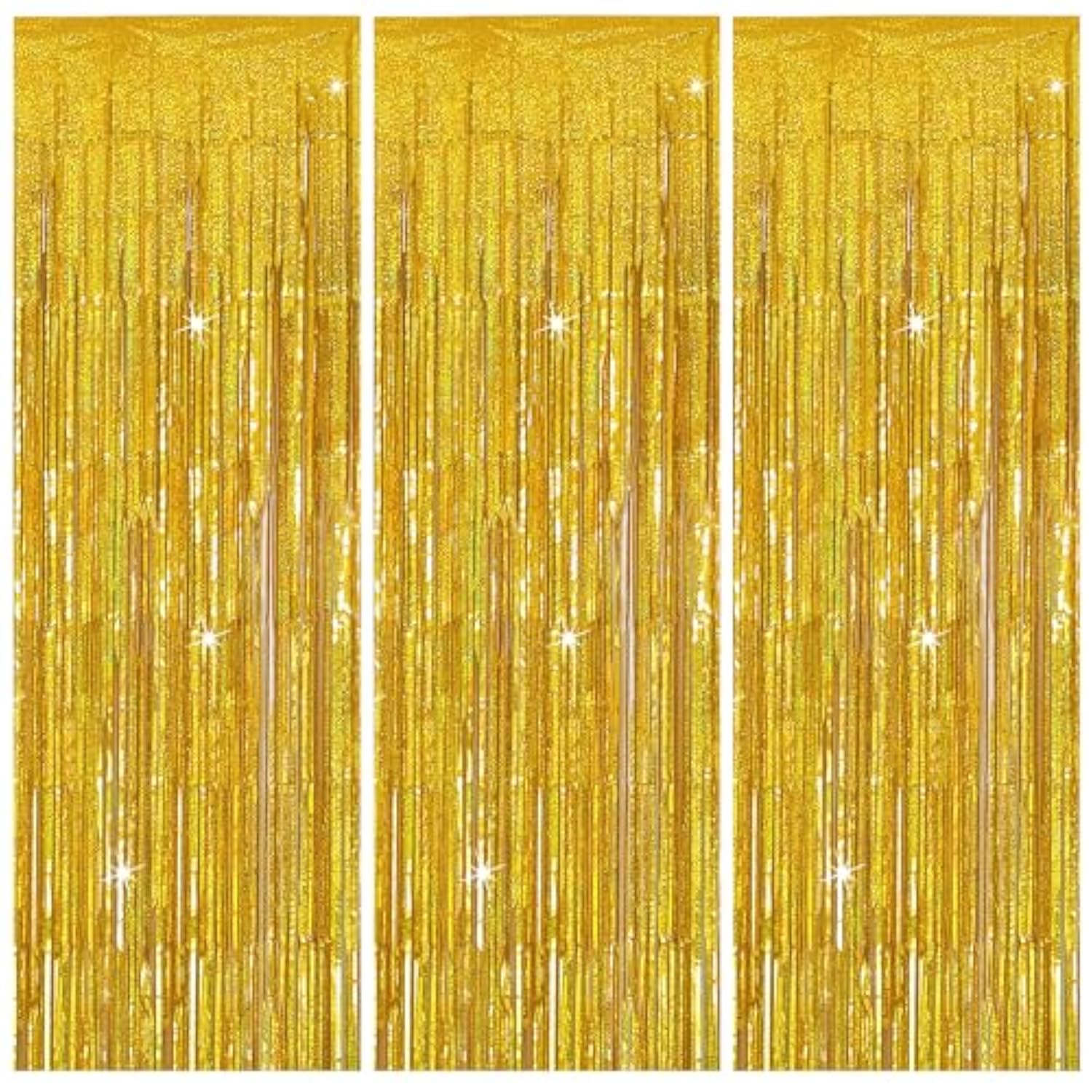 3 Pack Gold Foil Backdrop  Streamers Party Decorations Photo Booth Props