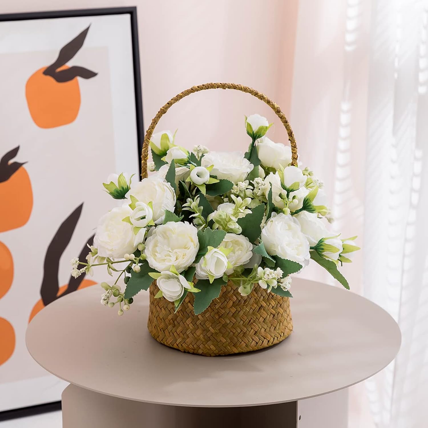 2 Bunches Peony Artificial Flowers White Flowers Silk Peonies Bouquets For Wedding Party Table Centerpieces Floral Arrangement Home Kitchen Decor