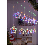 100L Christmas Star Curtain Lights With Decorative Ornaments - 10 Star Hanging Loop Lights, 0.4/0.6M Height, 2M Power Co