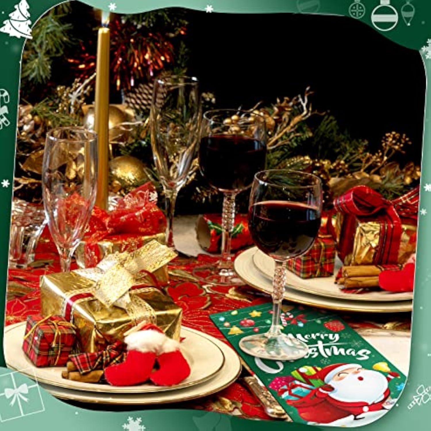 100 Pieces Christmas Paper Guest Napkins 3 Ply Merry Christmas Cocktail Napkins Disposable Xmas Bathroom Hand Towel Santa Gnome Christmas Tree Napkins For Party Supplies (Santa Claus)