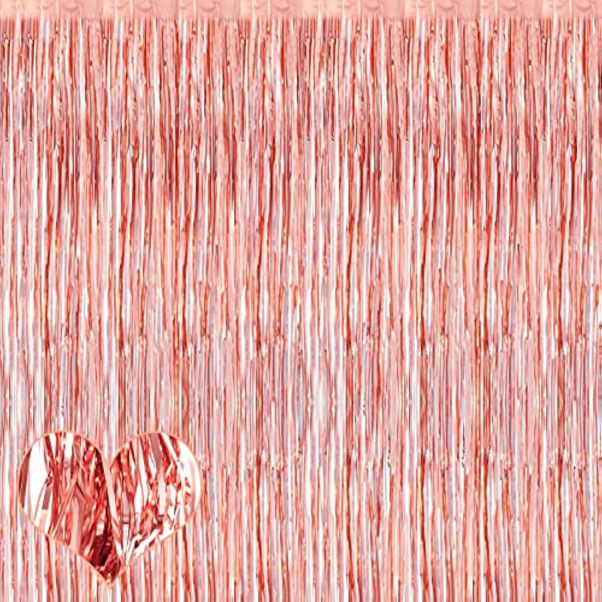 4 Pack Rose Gold Fringe Curtain Backdrop, 3.2Ft X 8.2Ft Metallic Tinsel Foil Fringe Streamers Background For Photo Booth Birthday Wedding Baby Shower Carnival Easter Mother’S Day Party Decorations