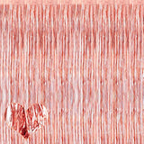 4 Pack Rose Gold Fringe Curtain Backdrop, 3.2Ft X 8.2Ft Metallic Tinsel Foil Fringe Streamers Background For Photo Booth Birthday Wedding Baby Shower Carnival Easter Mother’S Day Party Decorations
