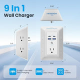 5 Outlet Extender Surge Protector 4 USB Ports 2 USB C PD20W Fast Charging Night Light White