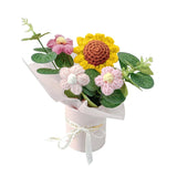 Crochet Medium Sunflower Flower Bouquet: Handmade Knitted Bouquet For Mother'S Day Birthday Home Decor Girlfriend Wedding Grandma Bday Gift(Pink) (Pink)