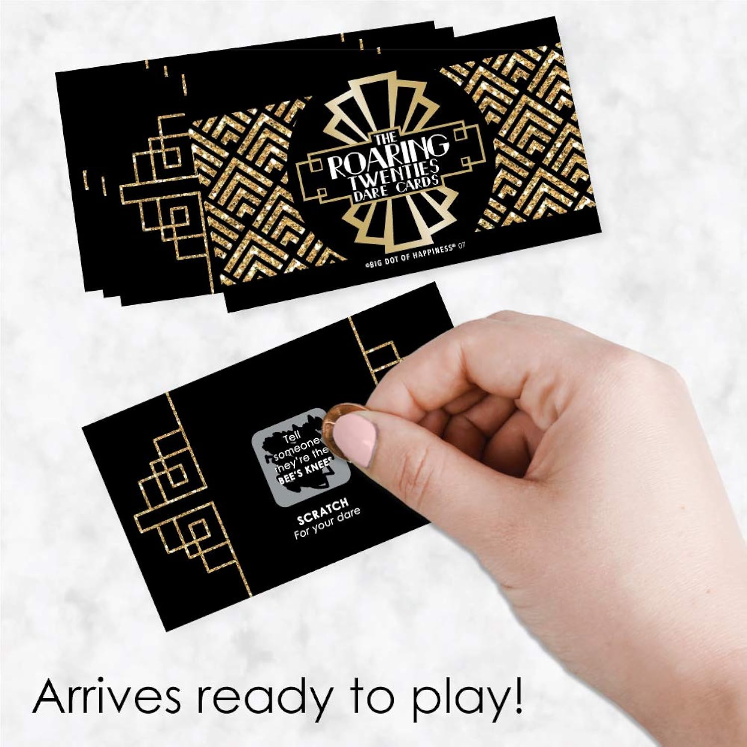Big Dot of Happiness Roaring 20's - 1920s Art Deco Jazz Party Game Scratch Off Dare Cards - 22 Count