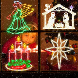 Christmas Decorations - 16" Christmas Window Silhouette Lights Decorations - 4 Pack Colour Lighted Angel ? Bethlehem Sta