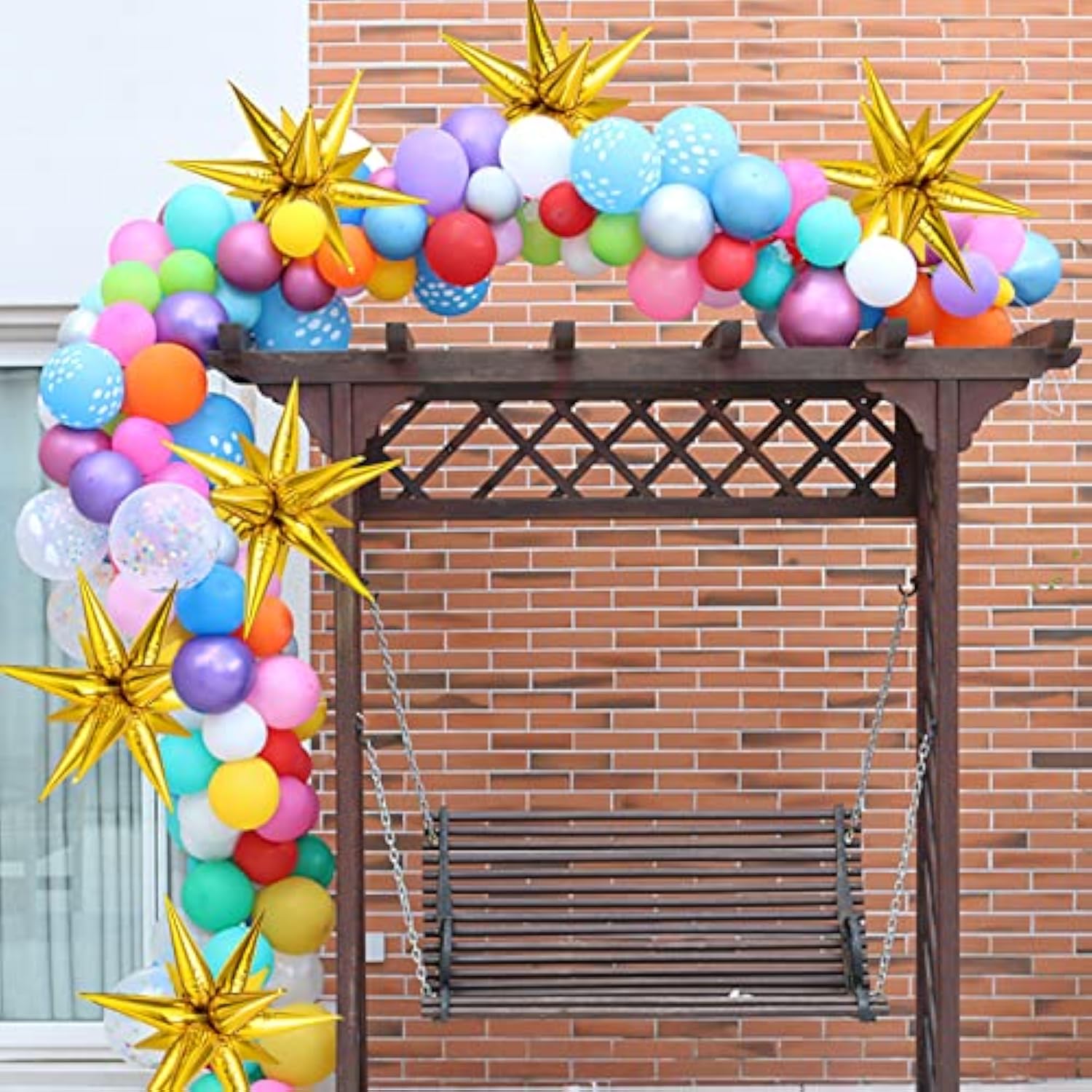 Gold Star Balloons - 74 Pcs Big 26 Inch Mylar Spike Balloons, 12 Point Star Explosion Foil Cone Balloon For Birthday, Wedding, Graduation, New Years, Party Supplies