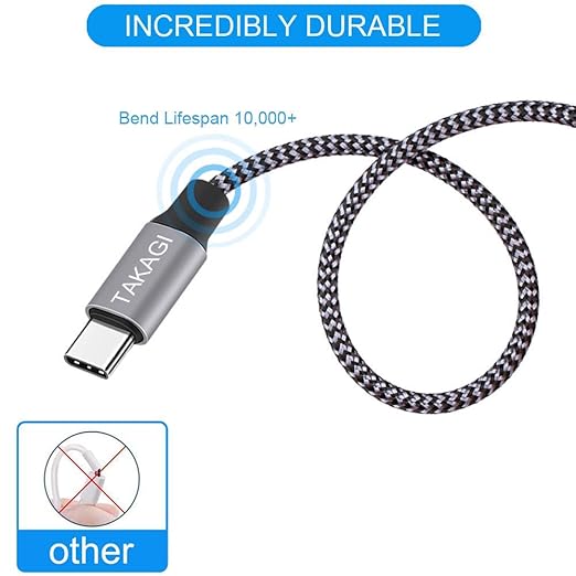 3 Pack USB A to USB C Fast Charging Cable 6FT Nylon Braided Charger for iPhone 17 16 15 Samsung Galaxy