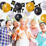 18 Pcs Happy Retirement Balloons - 12 Inch Black, Gold & White Latex Balloons For Party Decorations