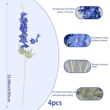 4Pcs Delphinium Artificial Flowers 33.5" Silk Flowers Bulk Larkspur Flower Long Stem Fake Delphinium Plant For Home Decor Tall Vase Autumn Floral Arrangement Centerpiece Bouquet Dark Blue