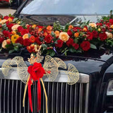 13Pcs Car Decorations Set With Suction Cups - Wedding Party Flower Kit - Artificial Rose Flowers For Car Decor