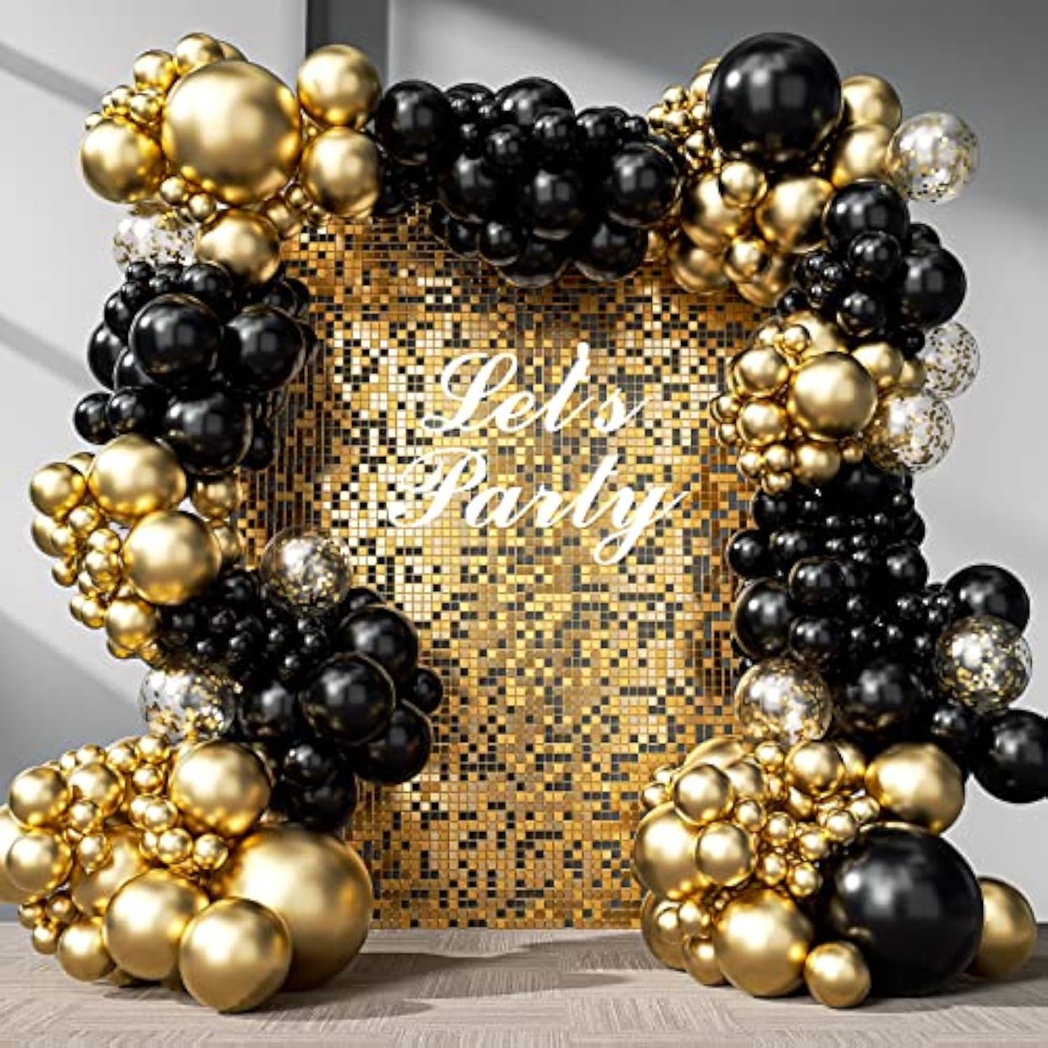 Black & Gold Balloon Arch Kit 133pcs for Party, Wedding, Graduation and Birthday Décor