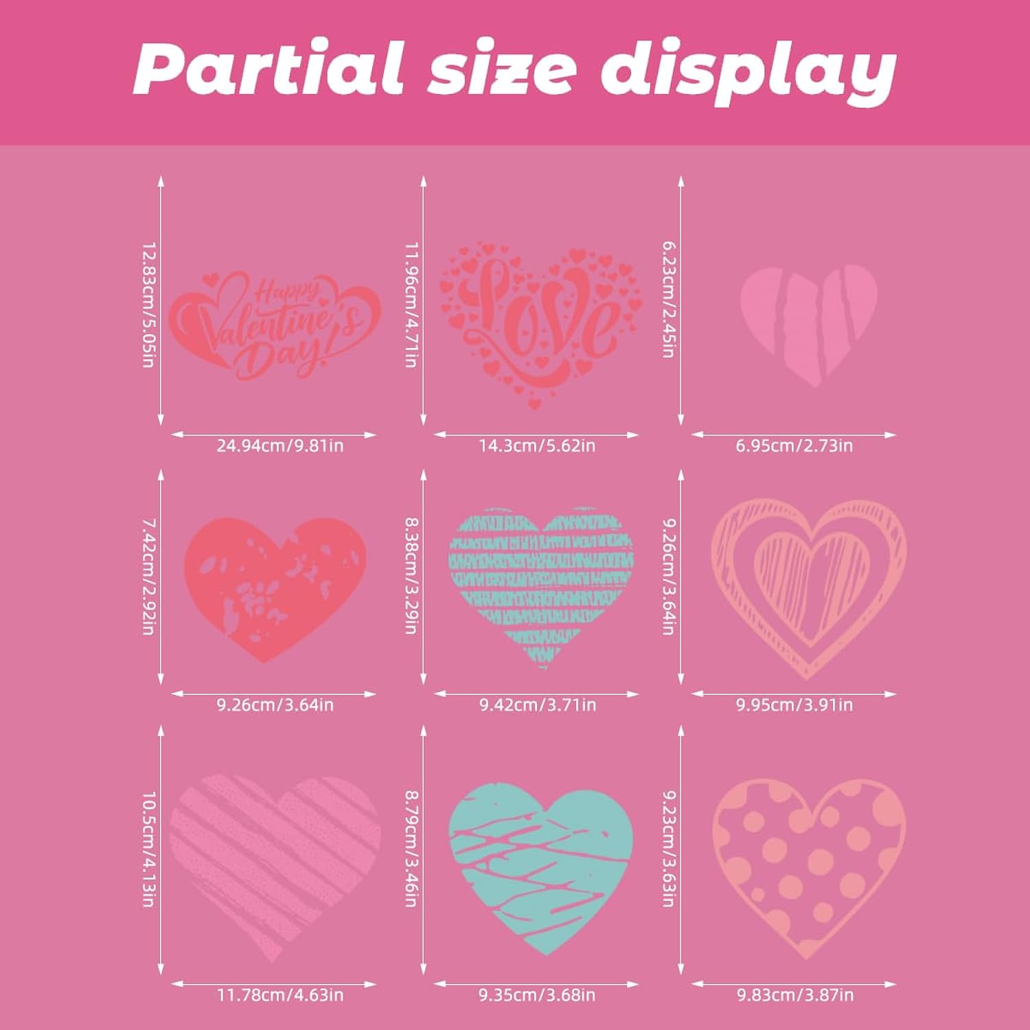 4 Sheet Valentines Window Cling Stickers Happy Valentines Day Double-Sided Heart Window Decals Red Pink White Love Heart Designs Electrostatic Glass Window Stickers Decor For Party Glass Supplies