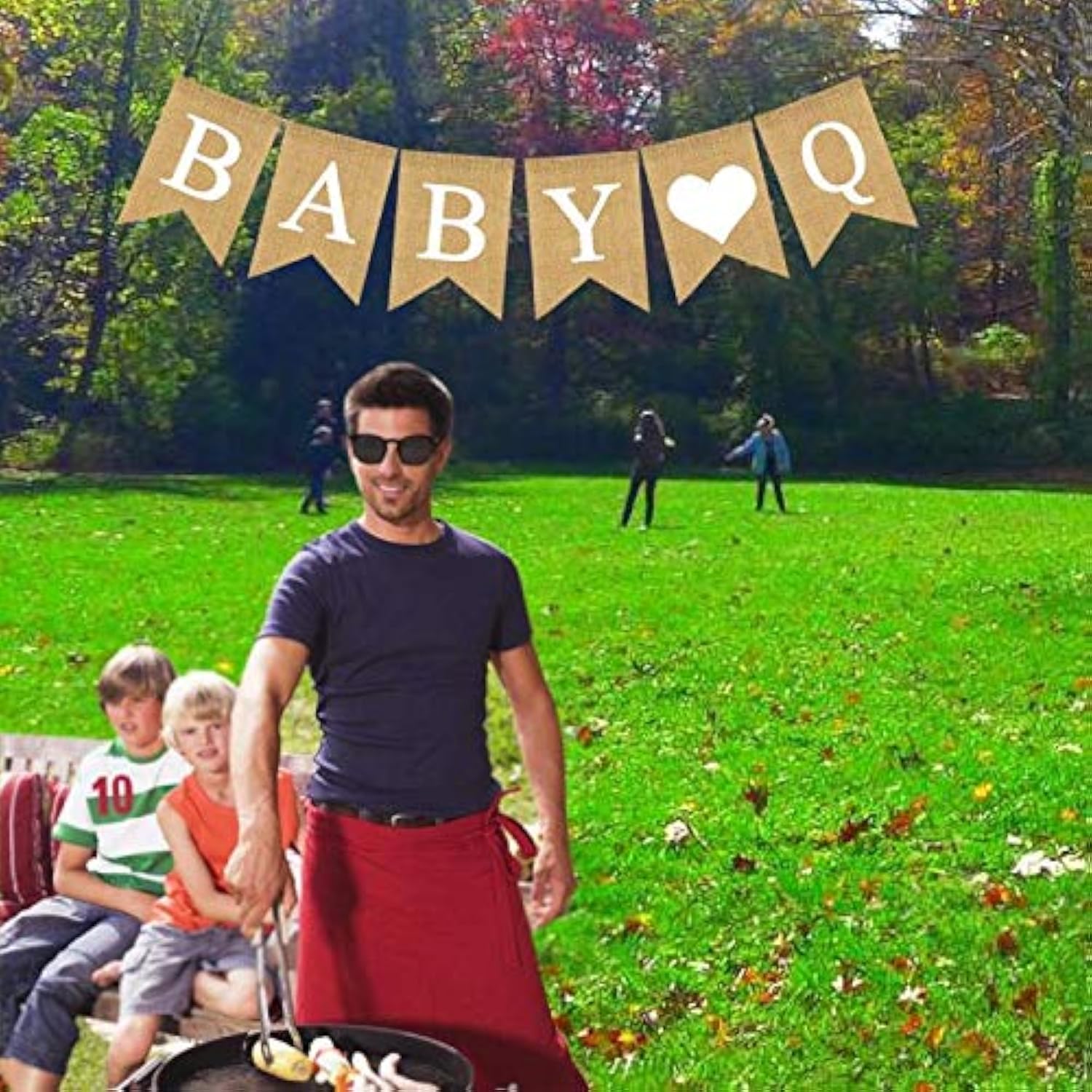 Jute Burlap Baby Q Banner BBQ Theme Baby Shower Gender Reveal Party Garland