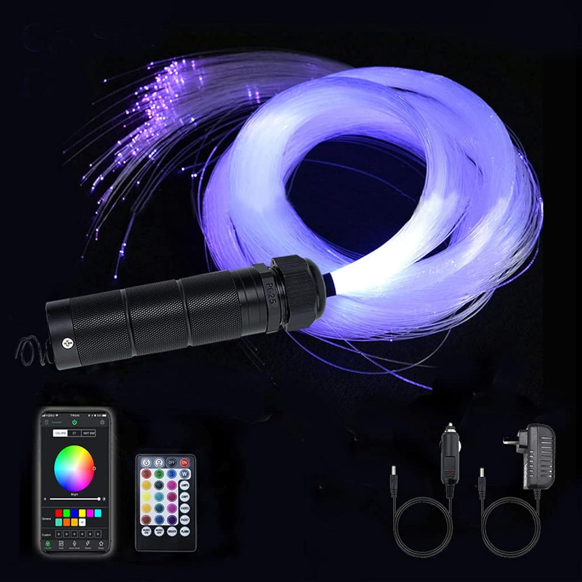 Car Use Starlight Headliner Kits, Rgbw 6W Fiber Optic Star Ceiling Light Kit 450Pcs 0.03In 9.8Ft, Bluetooth/App & Sound Activated Sensory Music Mode Home Roof Ceiling Decor