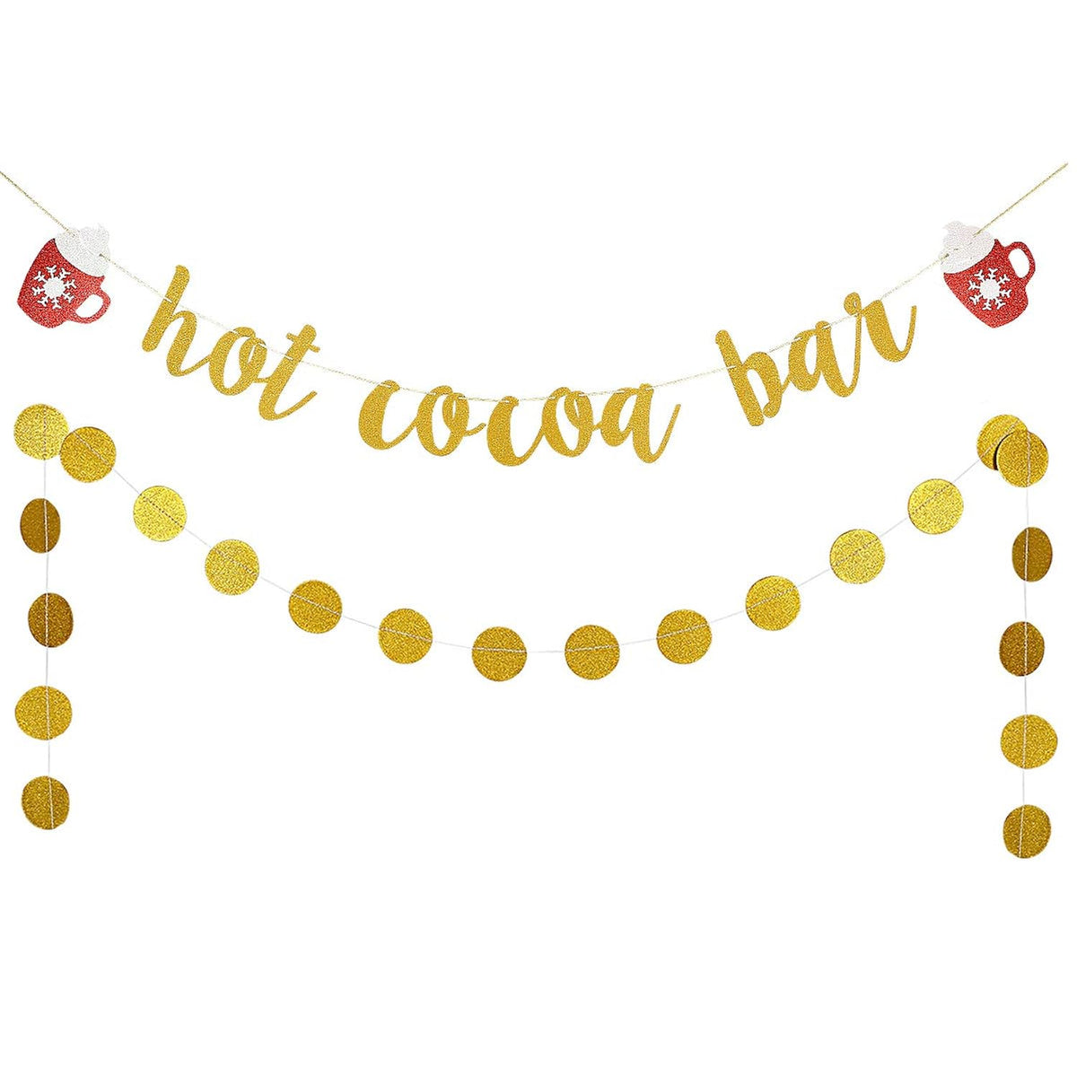 Hot Cocoa Bar Banner Gold Glitter Hot Cocoa Bar Sign Christmas Decorations For Wintertime Holiday Christmas Party New Year Party Decorations