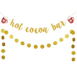 Hot Cocoa Bar Banner Gold Glitter Hot Cocoa Bar Sign Christmas Decorations For Wintertime Holiday Christmas Party New Year Party Decorations