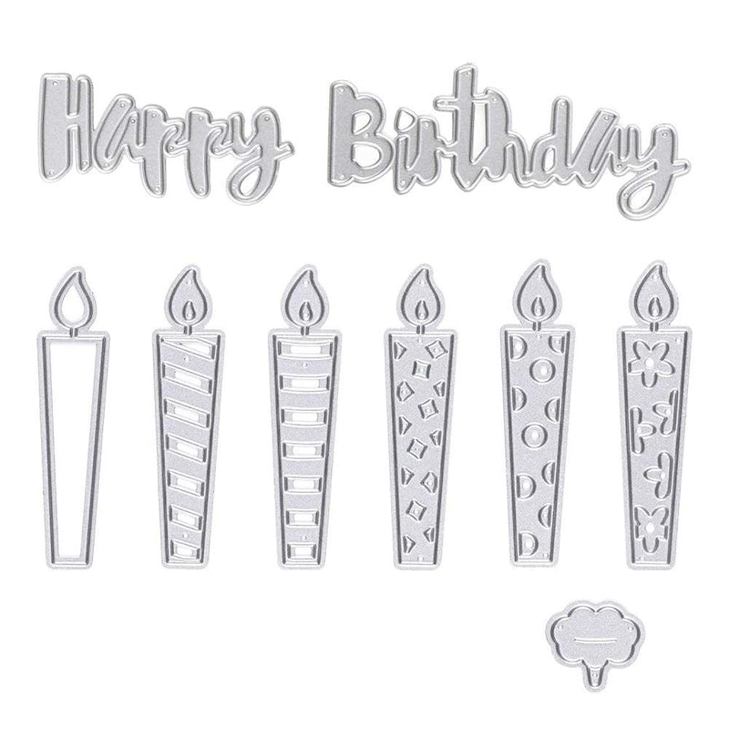 Happy Birthday Candle Cutting Dies Stencil Metal Template Moulds, Embo