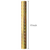 17 In X 32.8 Ft (46.5 Sq.Ft.) Gold Wrapping Paper Roll With Iridescent Spark Pattern And Shinning Galaxy Stars, Holographic Gift Wrap For Birthday, Valentines Day, Christmas, Wedding, Mothers Day