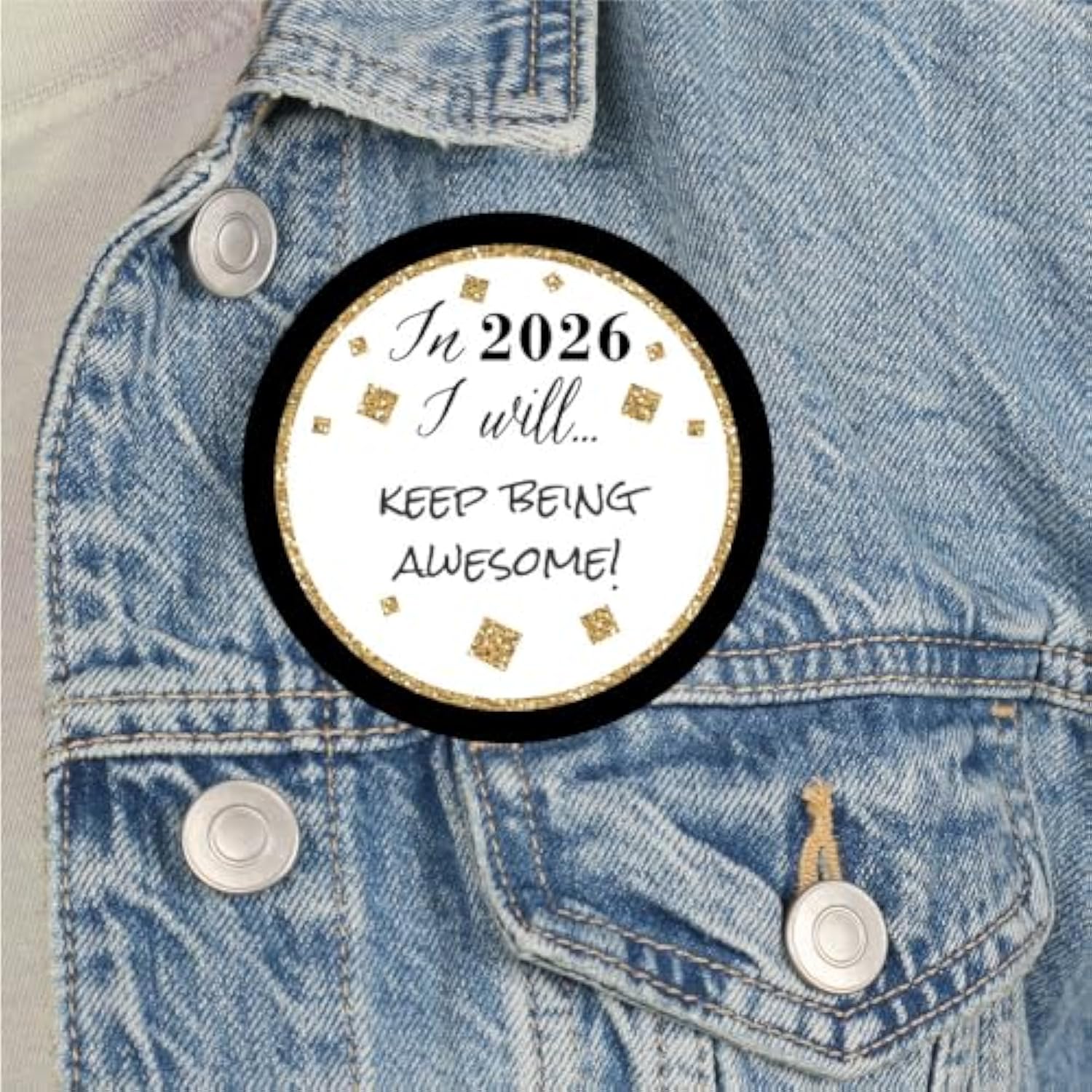 Big Dot of Happiness New Year's Eve - Gold - 2026 New Years Eve Party Funny Name Tags - Party Badges Sticker Set of 1