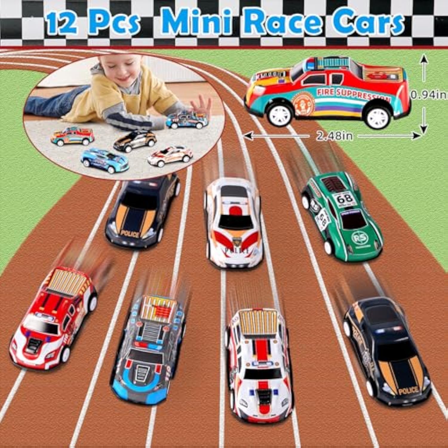 110Pcs Race Car Party Favors Themed Birthday Decorations Supplies Straw Bubble Slap Bracelet Diy Sticker Toy Gift For Boy Kids Treat Candy Bags Stuffers Classroom Rewards
