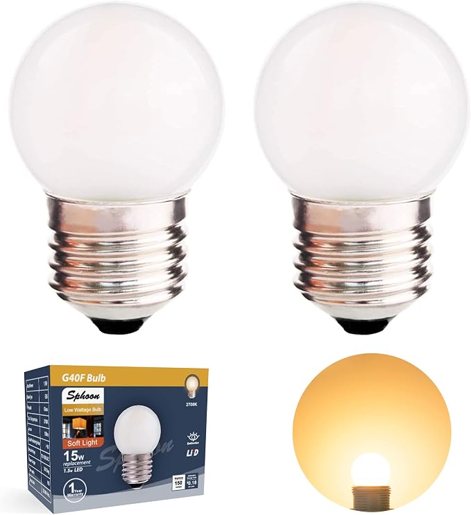 G40 1.5W LED Bulbs 15W Equivalent Small E26 Base Light Bulbs