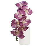 4 Pcs Silk Artificial Orchid Flowers Stem, 8 Heads Faux Phalaenopsis Flowers Branches 27.5'' Artificial Flowers Plants For Pots Vase Decor (Purple)