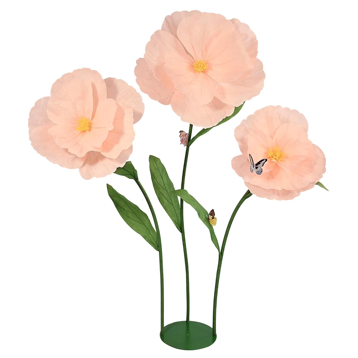 5.8 Ft Giant Artificial Flowers,Large Paper Flower,Huge Poppy Flowers Decoration For Wedding,Hotel,Office,Window Display And Home Farmhouse Decor(Champagne)