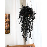 Black Artificial Hanging Flower Faux Hanging Plants Uv Resistant Indoor Plastic Leavse Flower Hang Ferns Artificial Plants Eucalyptus Faux Ivy Flowers Decor For Autumn Outdoor Room (Black)