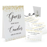 Candy Guessing Game Cards-1 Sign 8X11" And 50 Cards, Golden Dots How Many Game Sign, For Boys Girls Birthday Party, Baby Shower, Party Games Activities And Decorations 19
