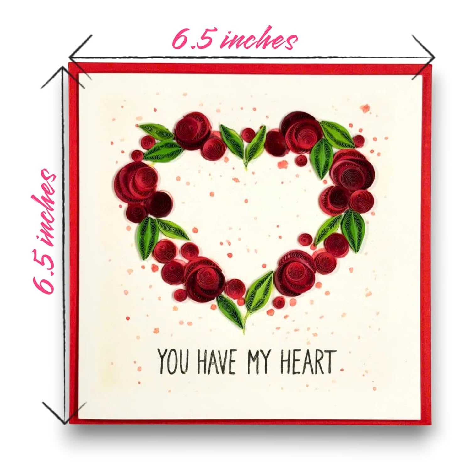 Handmade Love Greeting Card Heart Shaped Rose Quilling Design – Romantic Gift For Her Anniversary Birthday Valentine’S Day Special Occasion Keepsake