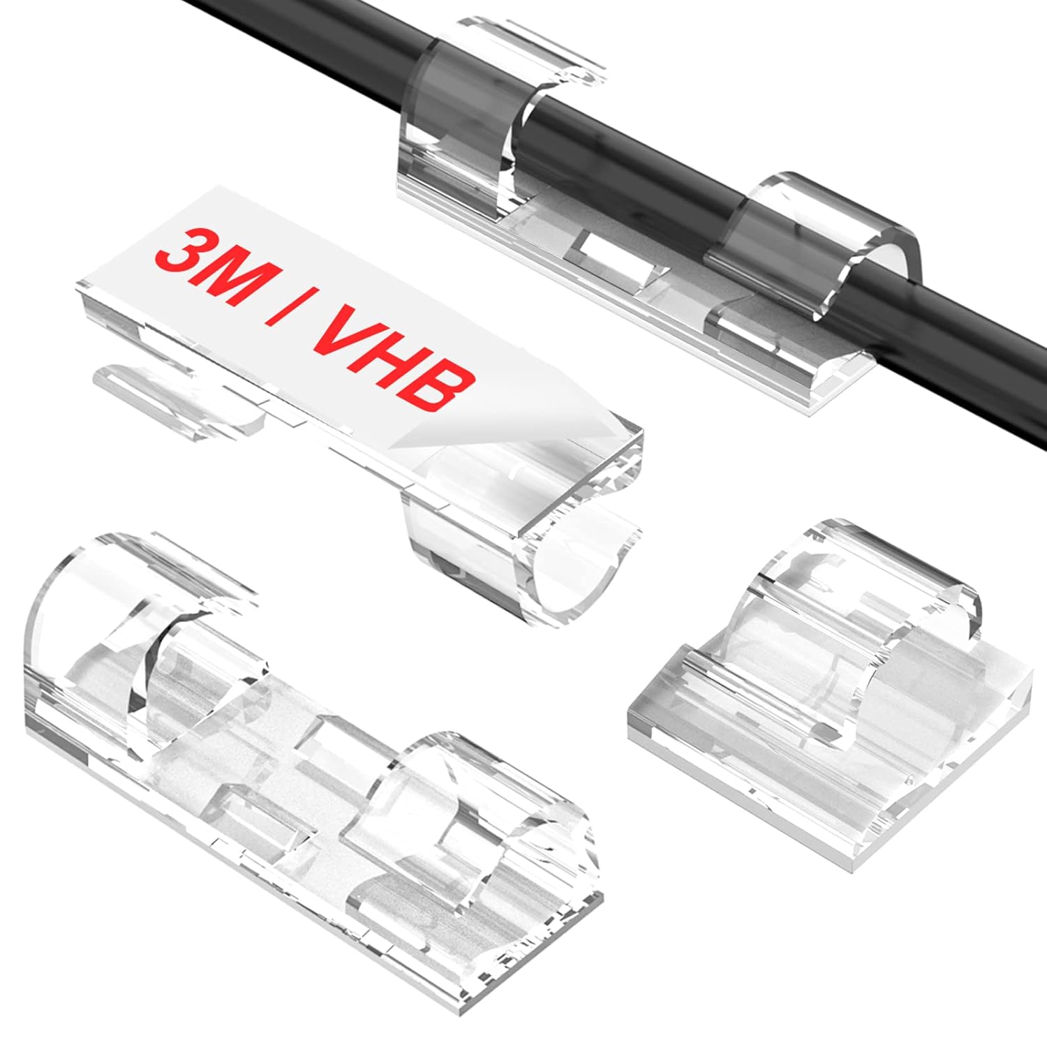 Adhesive Cable Clips Clear (40Pcs, M), Upgraded Wire Holders For Wall, Strong Cord Organizer Under Desk, Car, Pc, Christmas Light Indoor/Outdoor