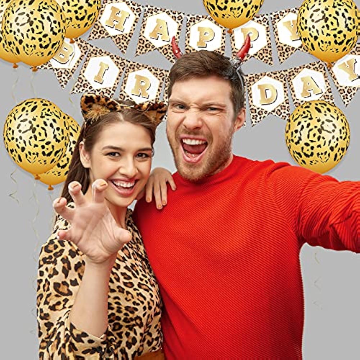 46 Pieces Leopard Banner Cheetah Banner Cheetah Theme Balloons Leopard