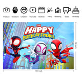 Spider and Friends Birthday Banner 5x3ft Kids Party Backdrop Decor