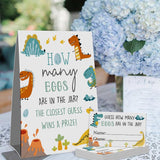 Baby Shower Games Guess How Many Eggs Sign(1 Standing Sign-50 Guessing Cards) Dinosaur Theme Party Activities Decorations Game Cards Kit For Baby Showers, Newborn Parties, Birthdays Decorations-34