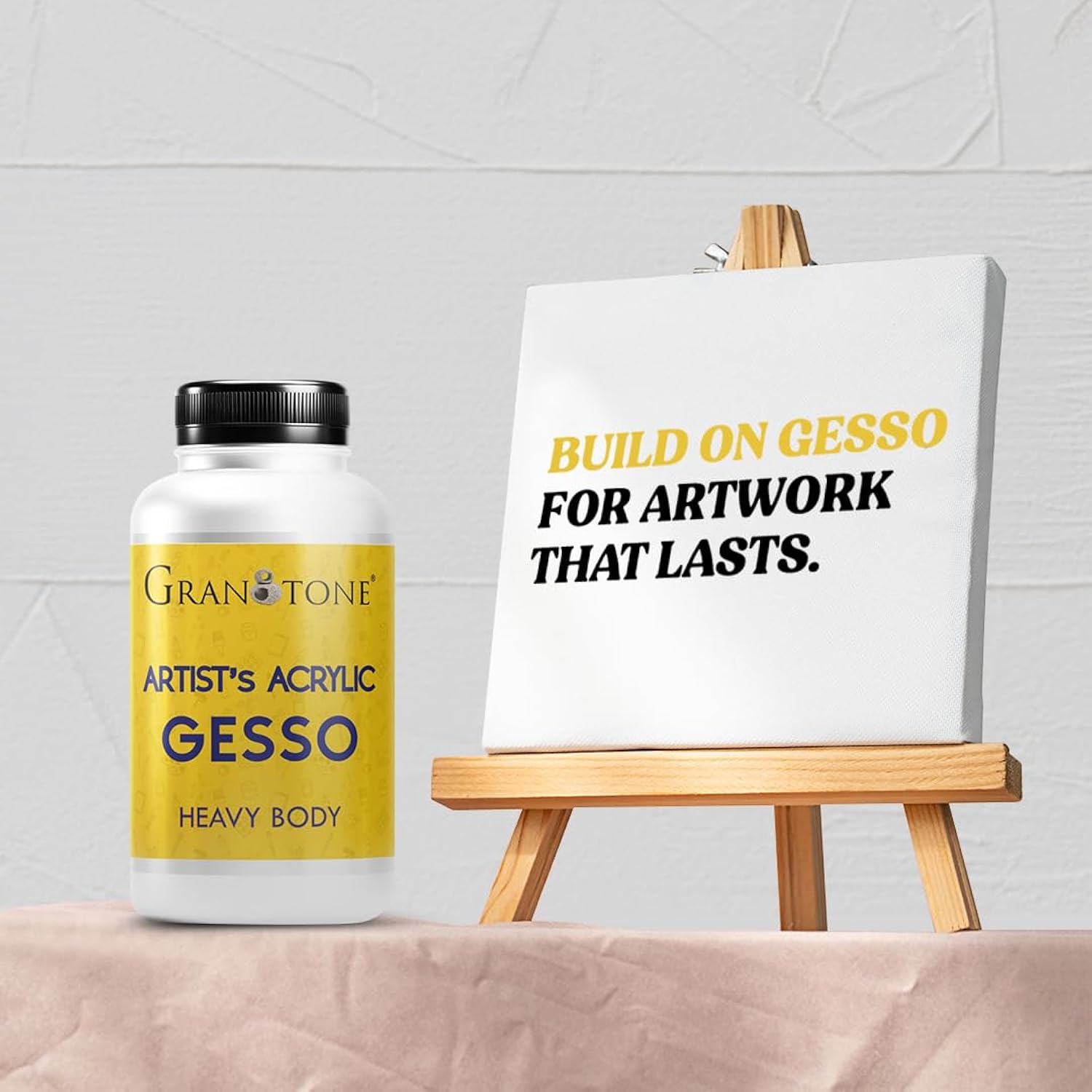 Acrylic Gesso Water Base | Matte Finish | Interior/Exterior Use | Long Lasting For Acrylic Painting | Non-Toxic Universal Gesso Finish Primer, White