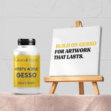 Acrylic Gesso Water Base | Matte Finish | Interior/Exterior Use | Long Lasting For Acrylic Painting | Non-Toxic Universal Gesso Finish Primer, White