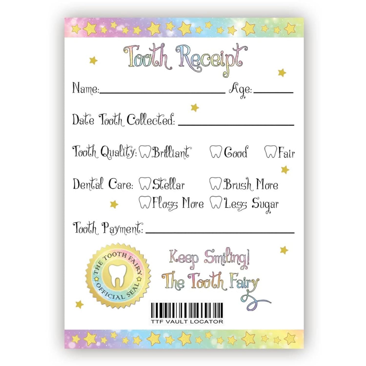 Tooth Fairy Kit For Boys And Girls, Magical Keepsake Gift With Tooth Pouch, 10 Unique Tooth Fairy Cards, 10 Tooth Fairy Receipts, 10 Golden Envelopes, First Toothfairy Visit