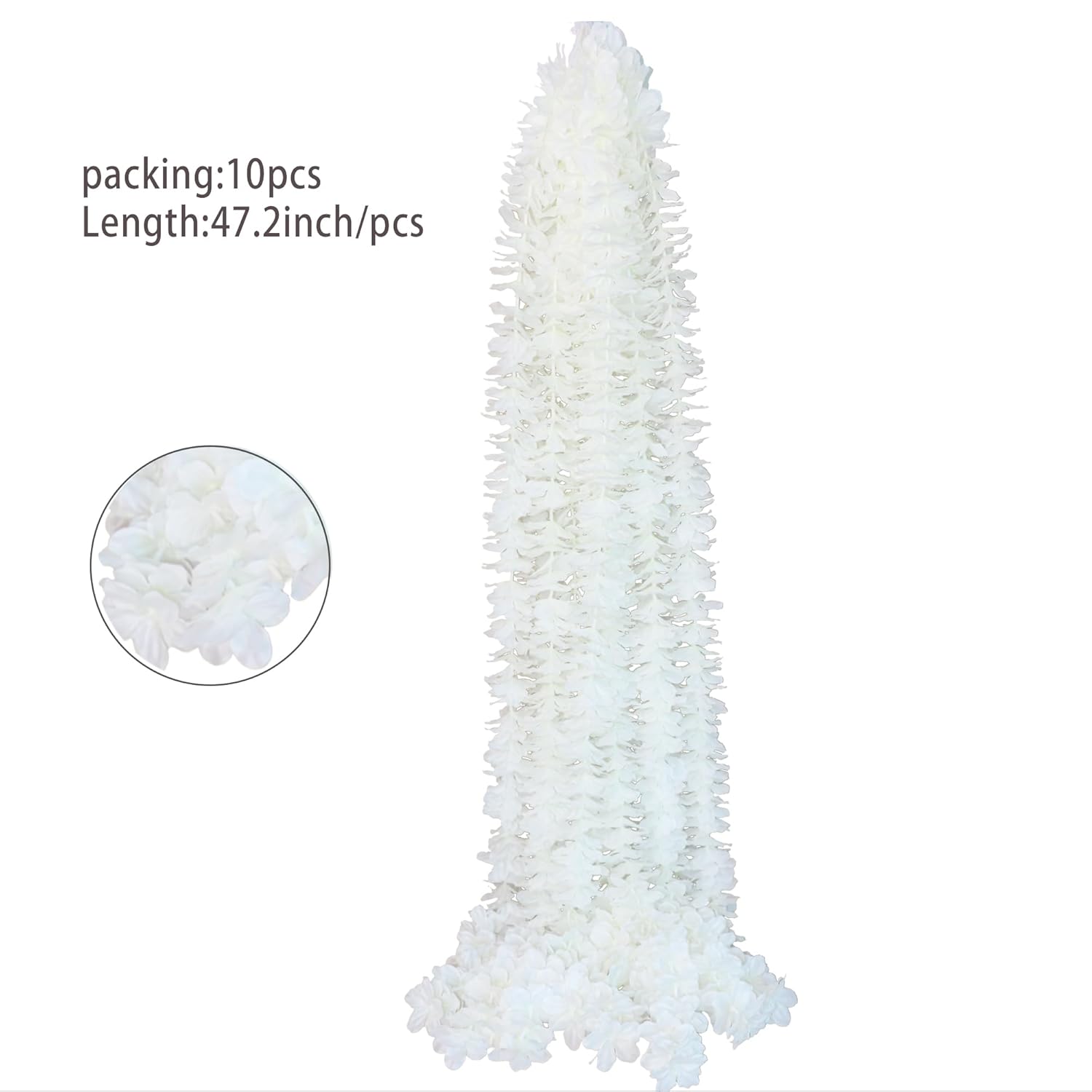 32.8Ft Artificial Silk Wisteria Vine Hanging Flowers Garland Home Outdoor Wedding Arch Garden Wall Decor,Pack Of 10 (Off White)