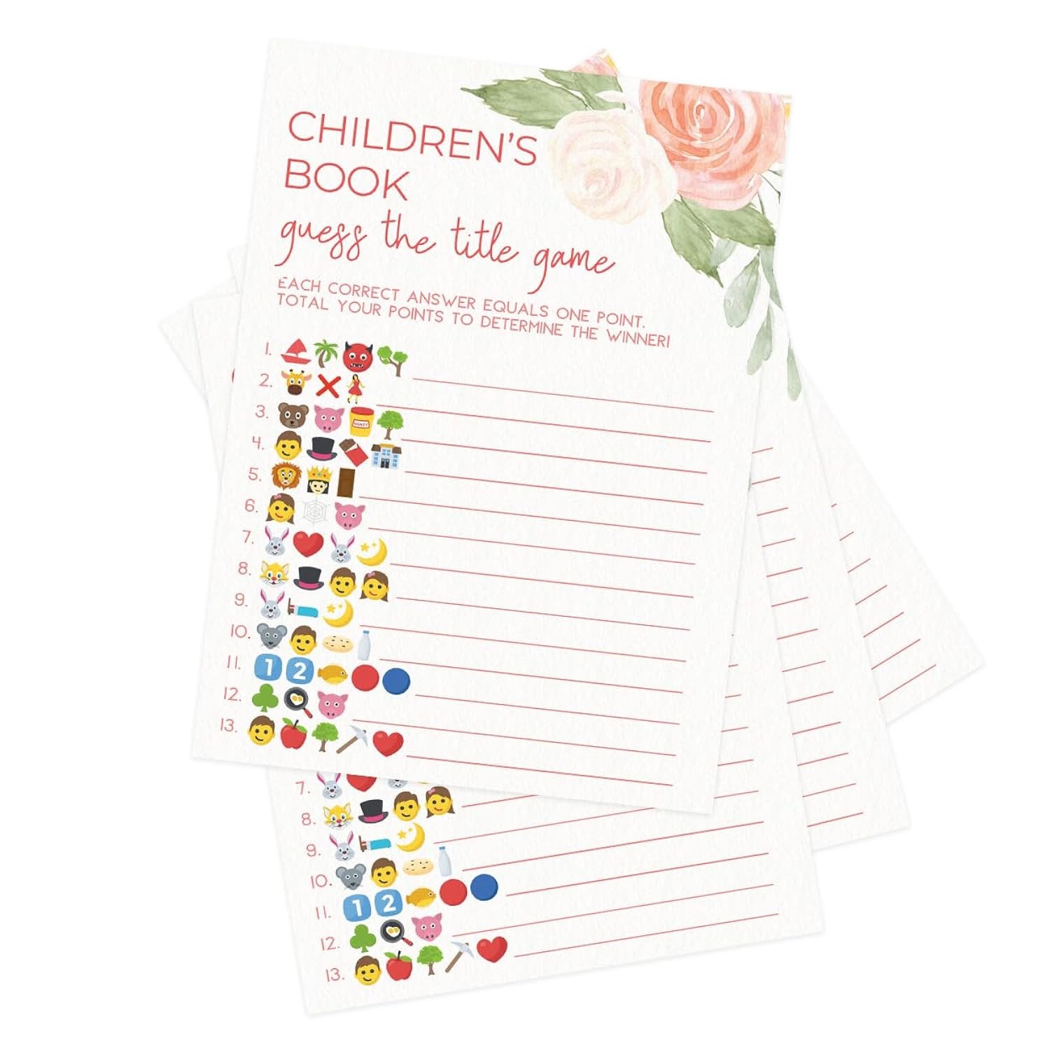 Baby Shower Games – Guess The Children’S Book Title Game For Girl, Baby In Bloom Floral Theme, 50 Cards
