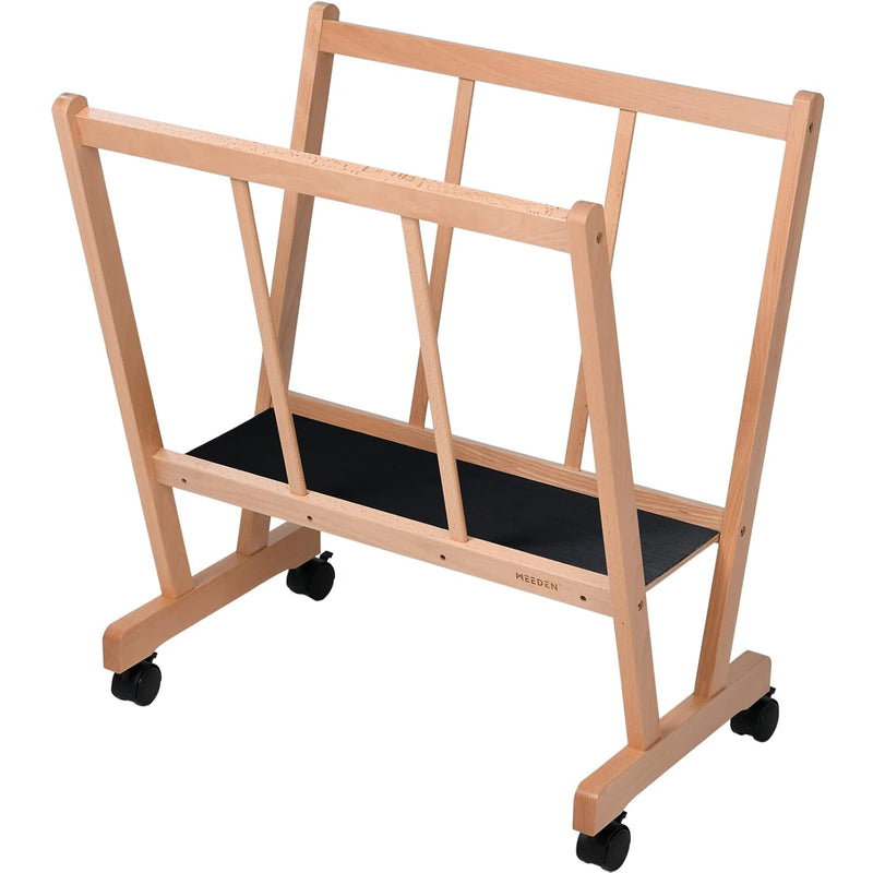 Wood Large Print Rack With Castors, Artist Storage And Display Rack, Premium D