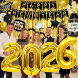 New Years Eve 2026 Party Decorations with Banner Balloons Fringe Curtain & Foil Balloons