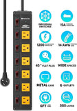 Metal Power Strip 6 Outlets Individual Switches 1200J Surge Protector 6FT 15A